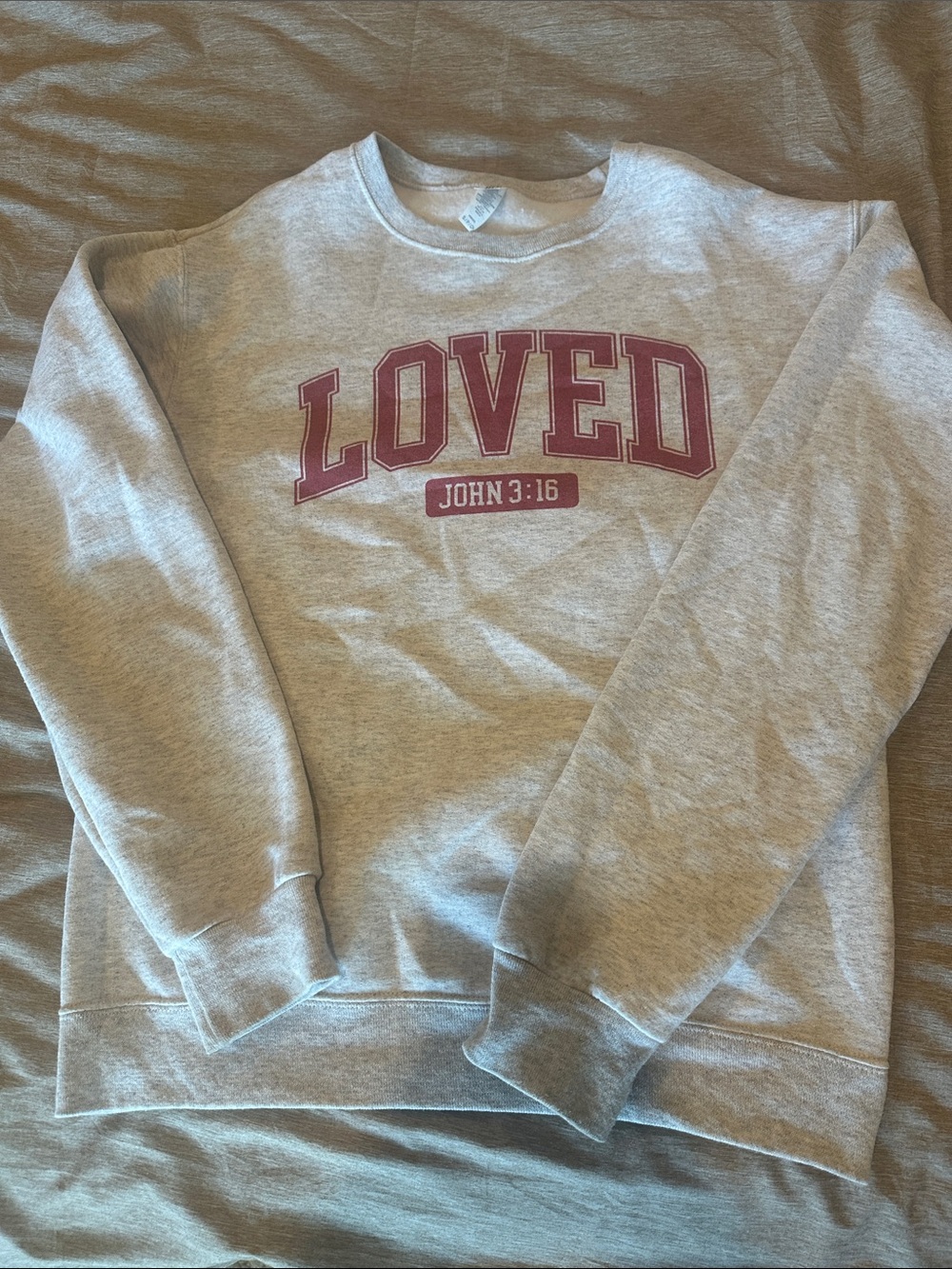 Loved John 3:16 Heather Gray Crewneck Sweatshirt